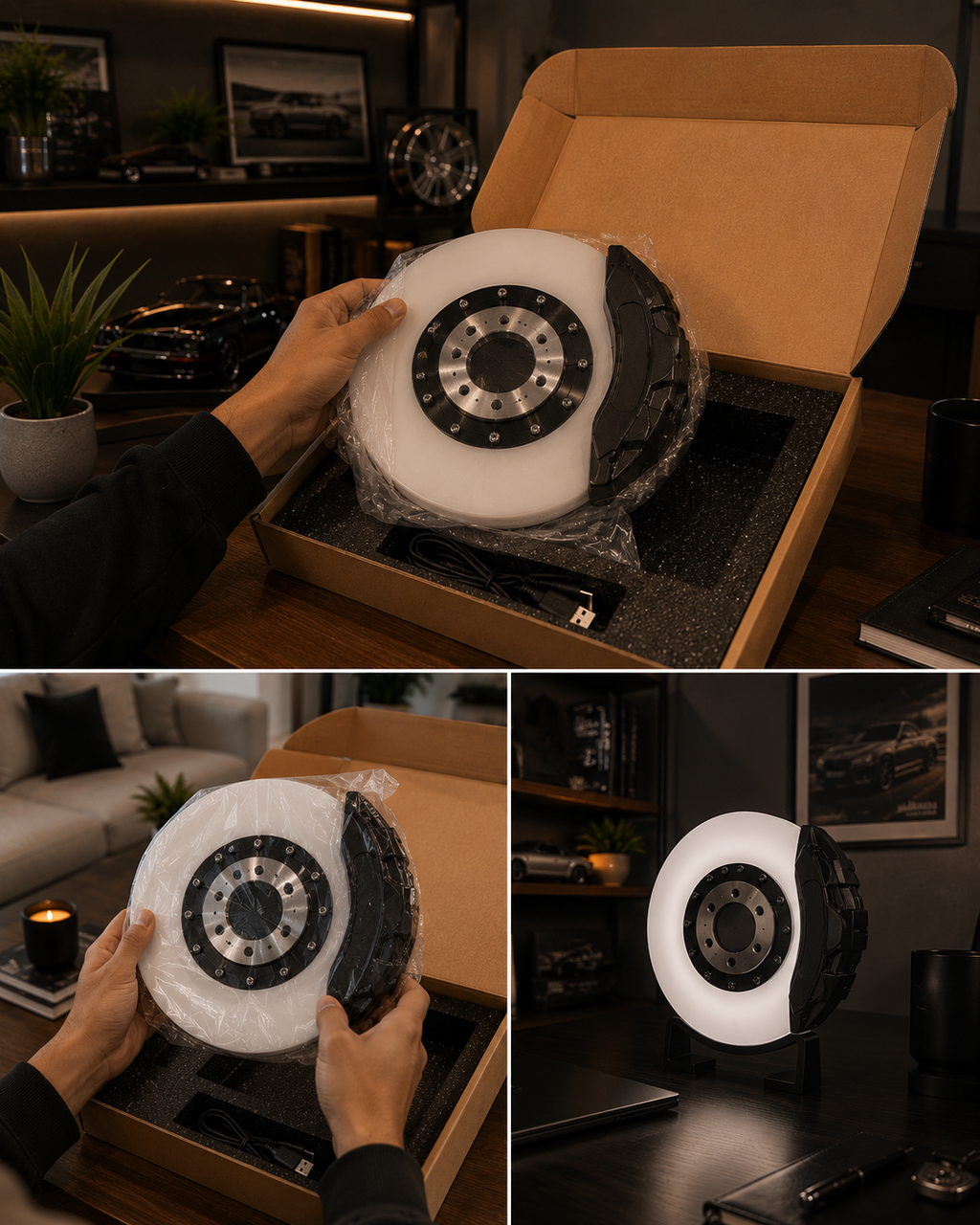 RevGlow Brake Disc Lamp™ — Motorsport Desk Light