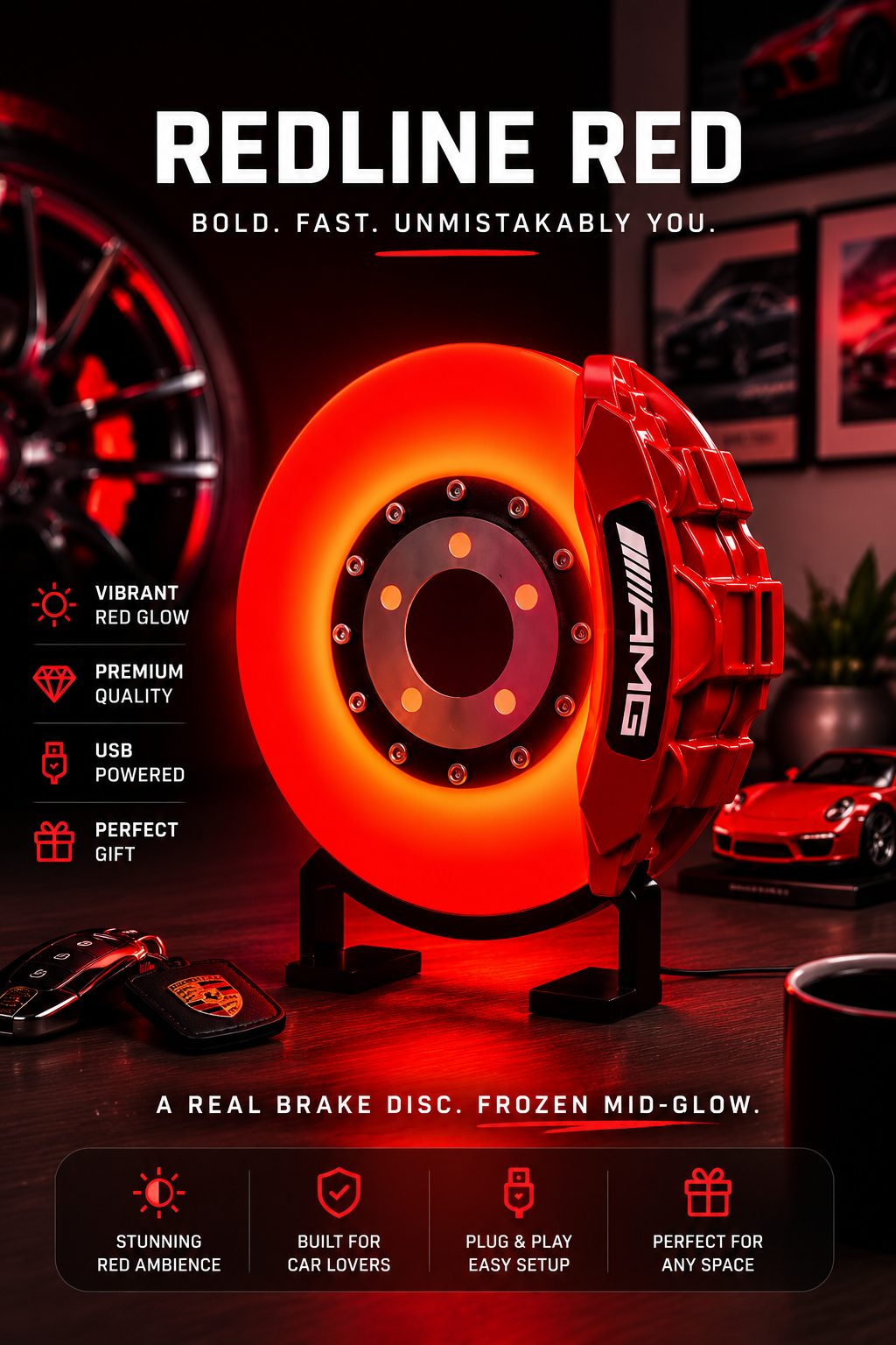 RevGlow Brake Disc Lamp™ — Motorsport Desk Light