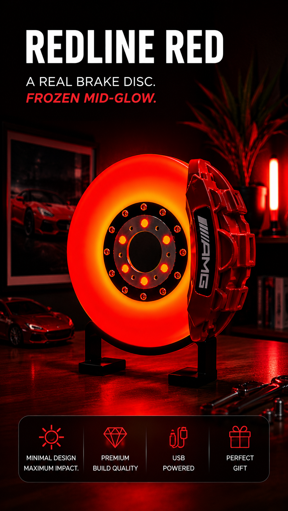 RevGlow Brake Disc Lamp™ — Motorsport Desk Light