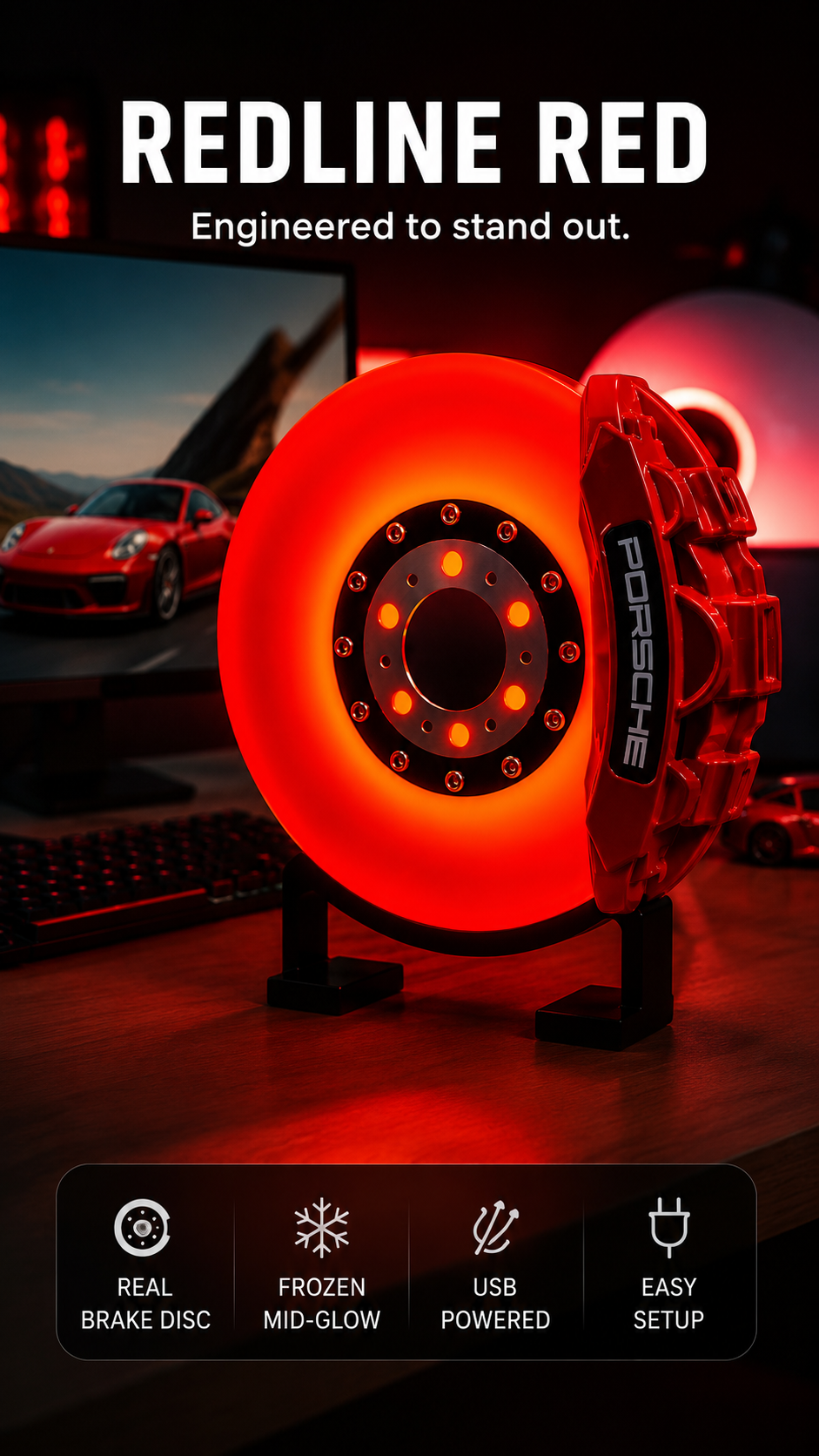 RevGlow Brake Disc Lamp™ — Motorsport Desk Light